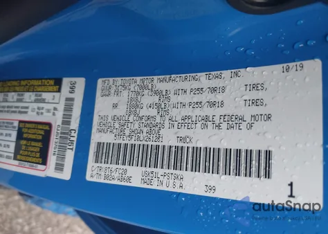 2020 Toyota Tundra 2Wd Sr5 z USA, uszkodzony, nr VIN 5TFEY5F10LX261281